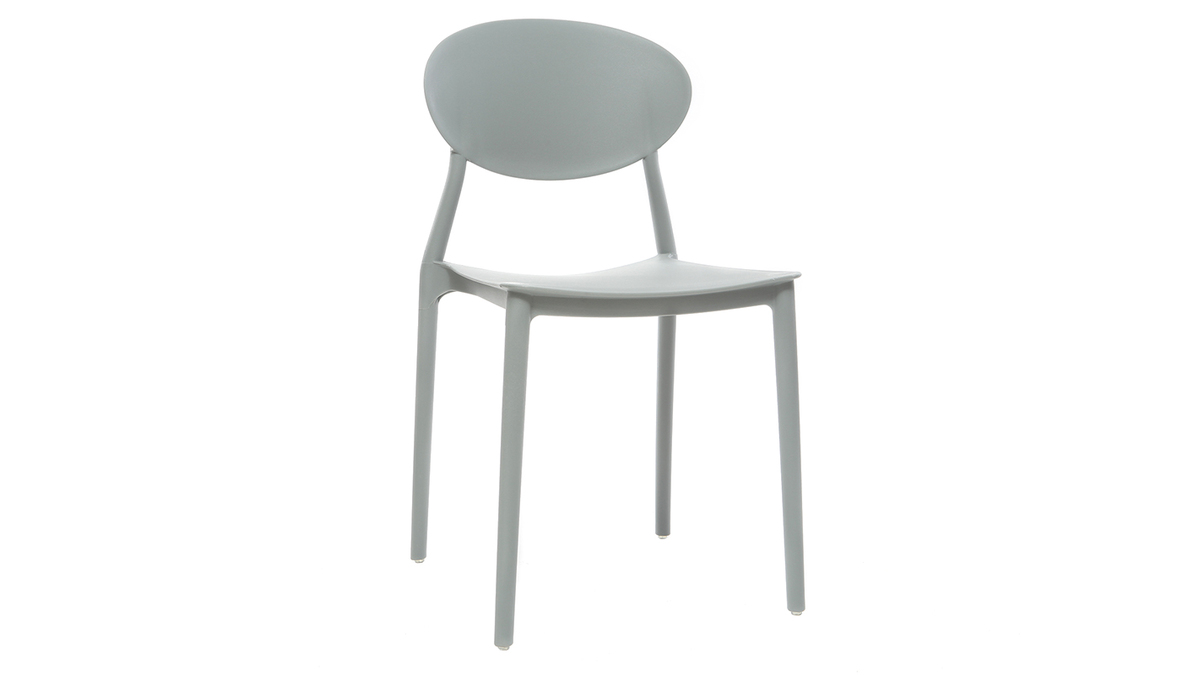 Chaises design empilables gris clair intérieur - extérieur (lot de 2) ANNA