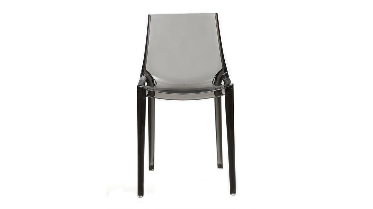 Chaises design empilables gris transparent intrieur - extrieur (lot de 2) YZEL