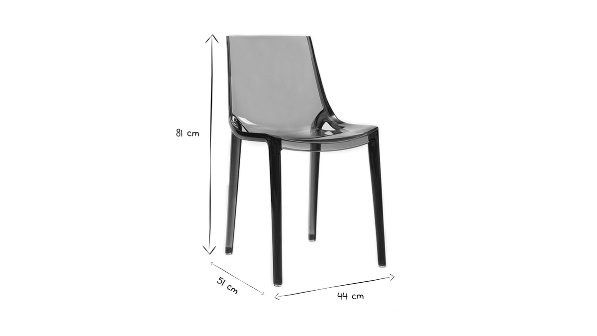 Chaises design empilables gris transparent intrieur - extrieur (lot de 2) YZEL