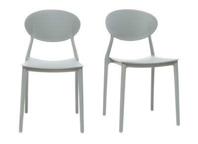 Chaises design empilables grises int&eacute;rieur / ext&eacute;rieur (lot de 2) ANNA