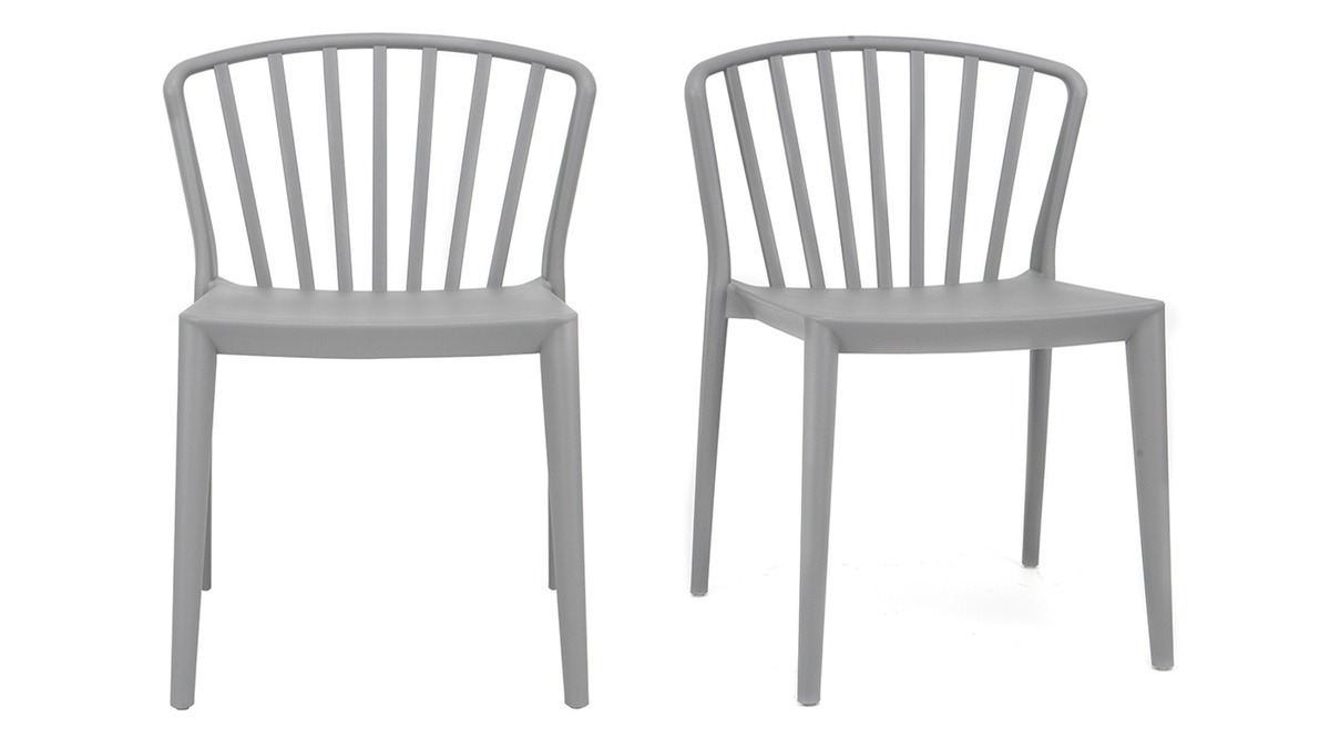 Chaises design empilables grises intrieur / extrieur (lot de 2) PATIO