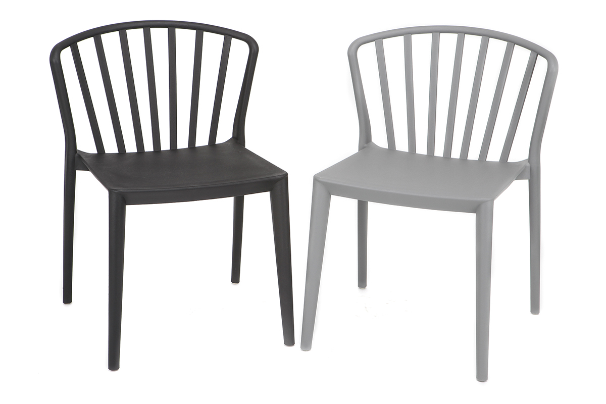 Chaises design empilables grises int�rieur / ext�rieur (lot de 2) PATIO
