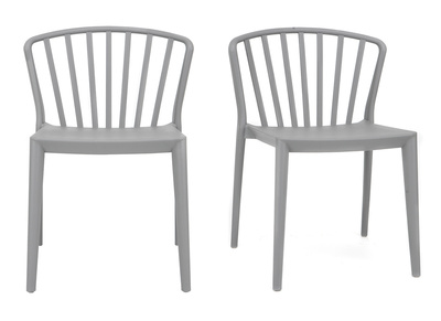Chaises design empilables grises int&eacute;rieur / ext&eacute;rieur (lot de 2) PATIO