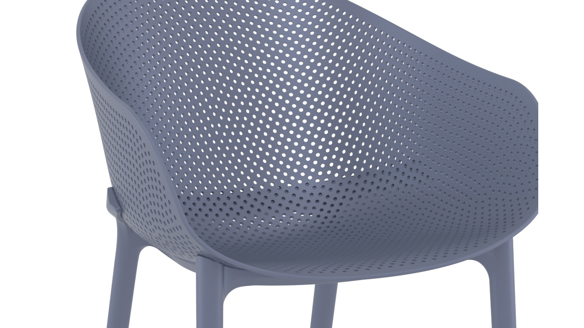 Chaises design empilables grises intrieur / extrieur (lot de 4) OSKOL