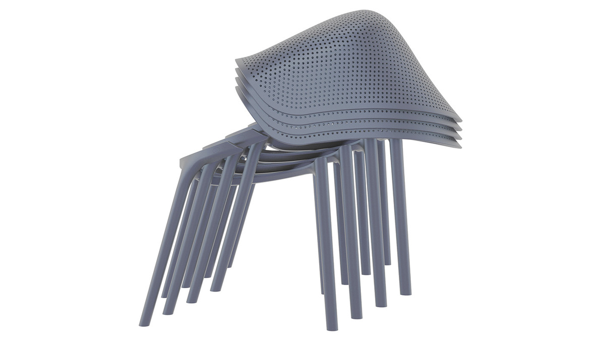 Chaises design empilables grises intrieur / extrieur (lot de 4) OSKOL