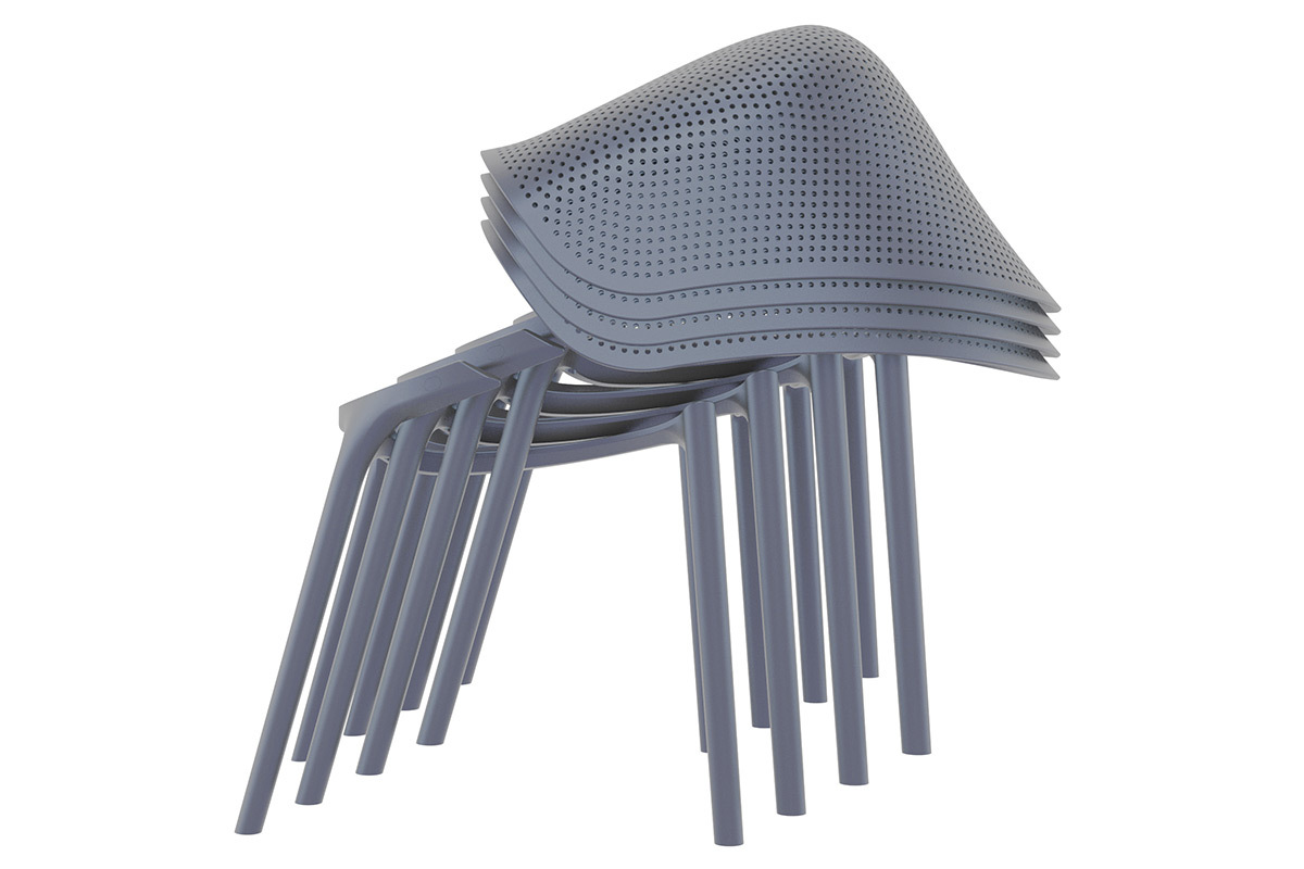 Chaises design empilables grises int�rieur / ext�rieur (lot de 4) OSKOL