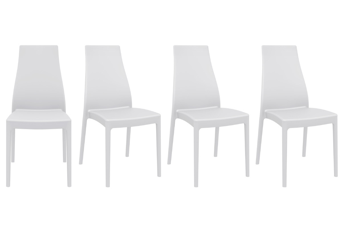 Chaises design empilables intrieur / extrieur blanches (lot de 4) CONDOR