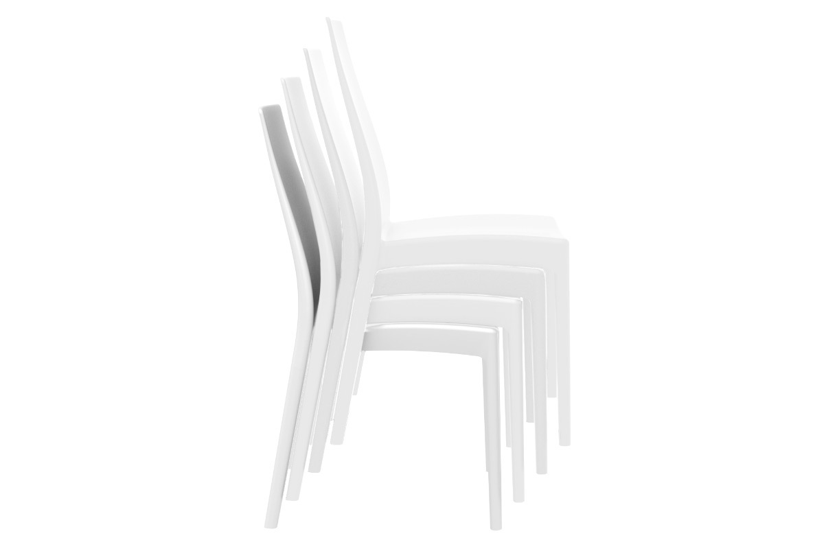 Chaises design empilables intrieur / extrieur blanches (lot de 4) CONDOR