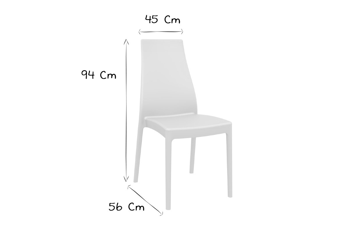 Chaises design empilables intrieur / extrieur blanches (lot de 4) CONDOR