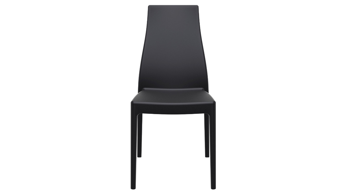 Chaises design empilables intrieur / extrieur noires (lot de 4) CONDOR