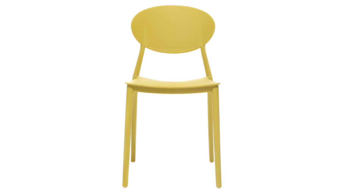 Chaises design empilables jaunes intrieur - extrieur (lot de 2) ANNA