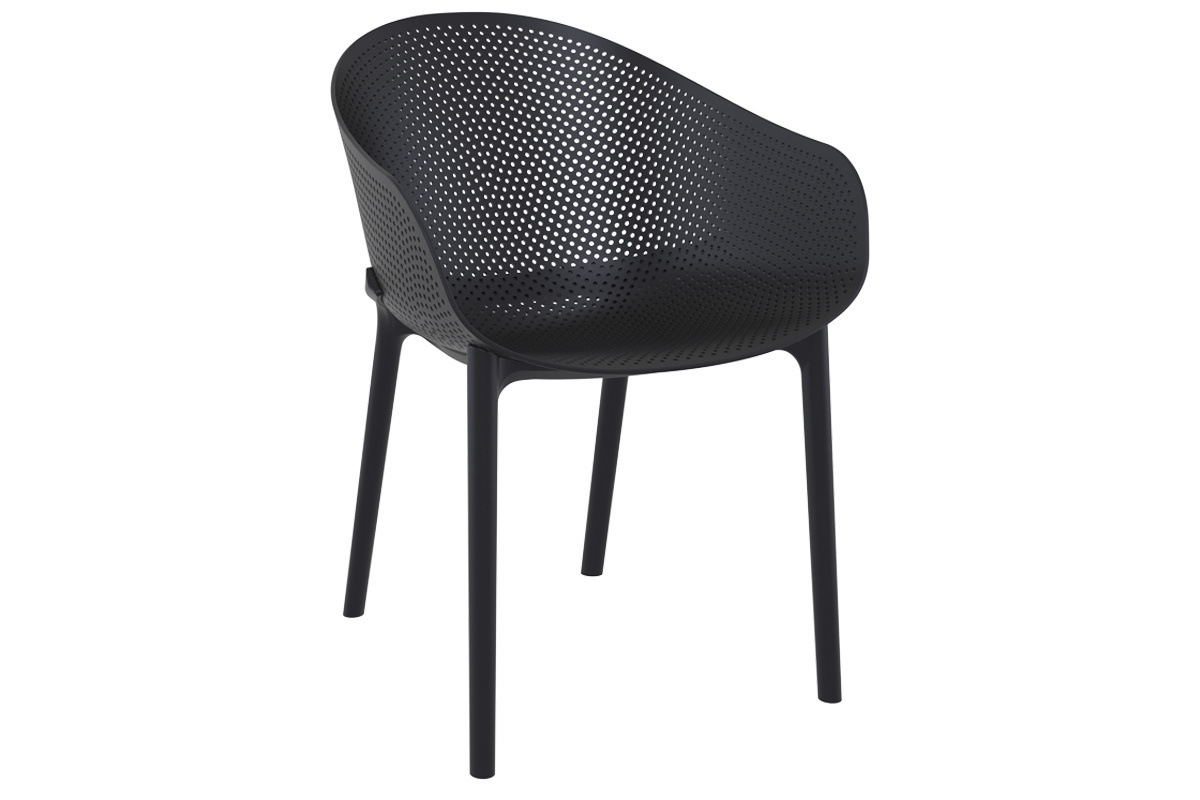 Chaises design empilables noires intrieur / extrieur (lot de 4) OSKOL