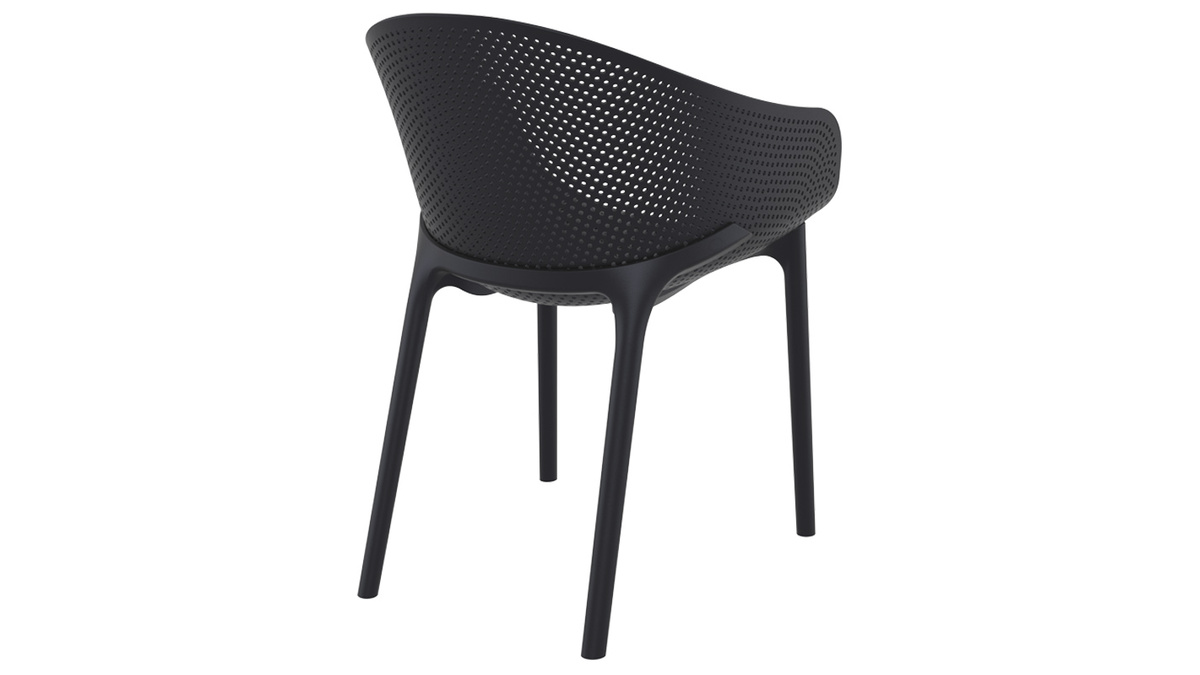 Chaises design empilables noires intrieur / extrieur (lot de 4) OSKOL