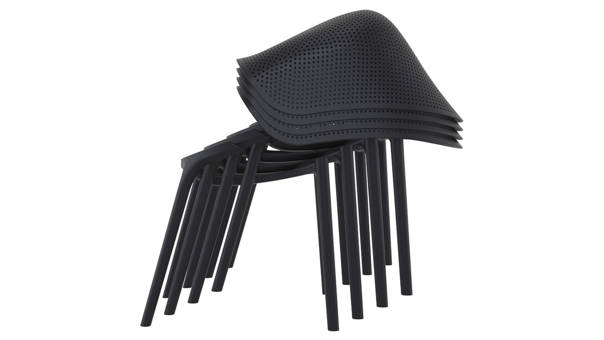 Chaises design empilables noires intrieur / extrieur (lot de 4) OSKOL