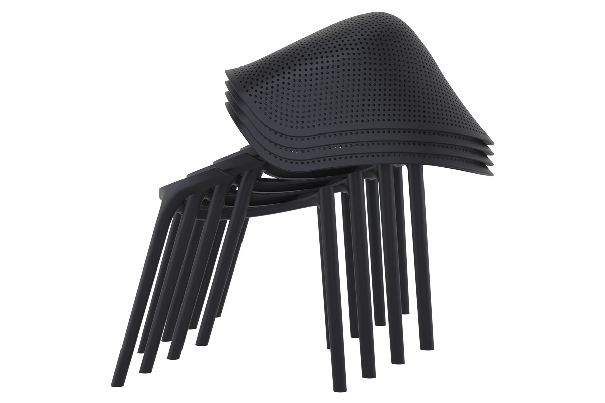 Chaises design empilables noires intrieur / extrieur (lot de 4) OSKOL