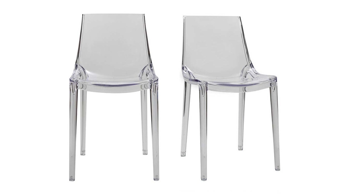 Chaises design empilables transparentes intérieur / extérieur  (lot de 2) YZEL