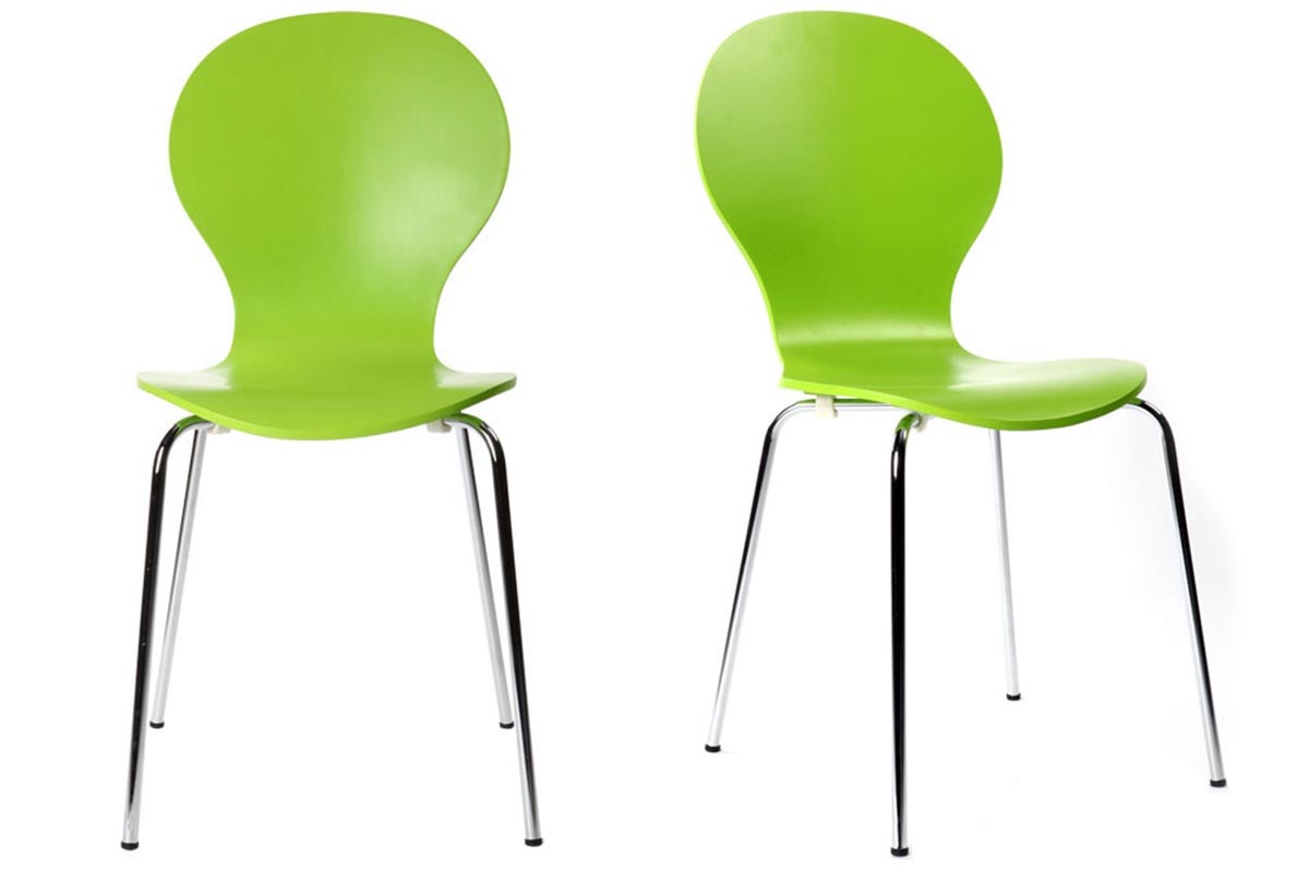 Chaises design empilables vertes pomme (lot de 2) NEW ABIGAIL
