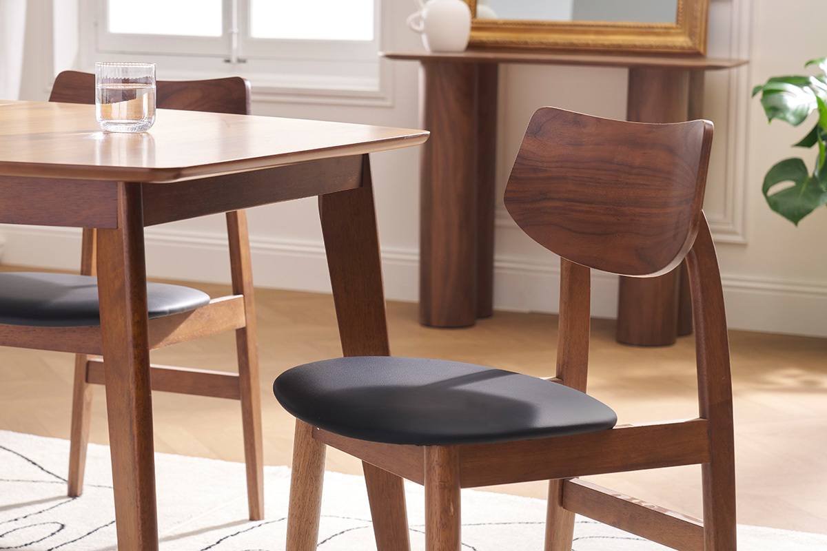 Chaises design en bois fonc et noir (lot de 2) ELION