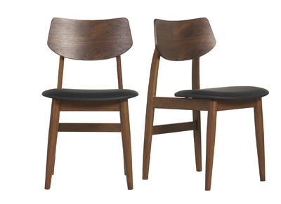 Chaises design en bois foncé et noir (lot de 2) ELION