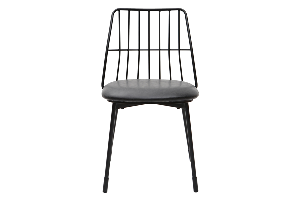 Chaises design en mtal noir avec coussin (lot de 2) GRID