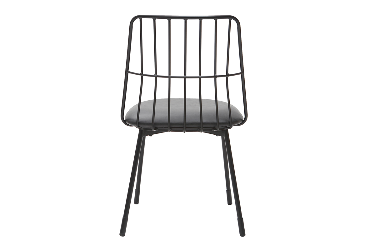 Chaises design en mtal noir avec coussin (lot de 2) GRID
