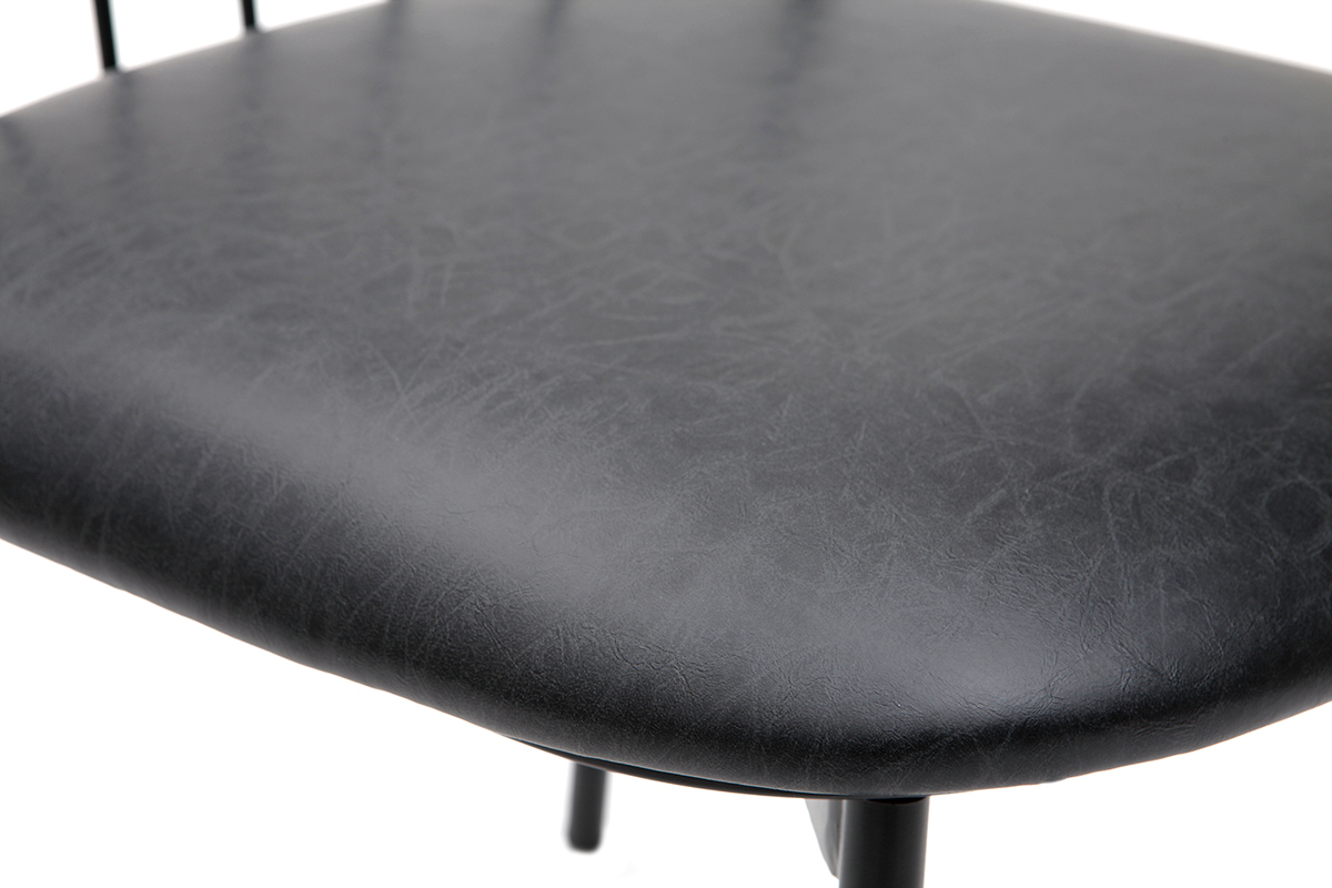 Chaises design en mtal noir avec coussin (lot de 2) GRID