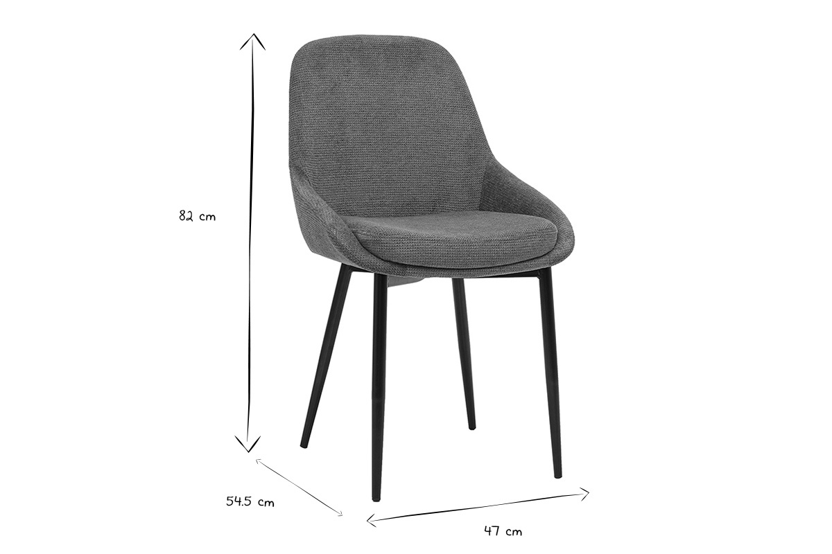 Chaises design en tissu chenille vert kaki et m�tal noir (lot de 2) HOLO