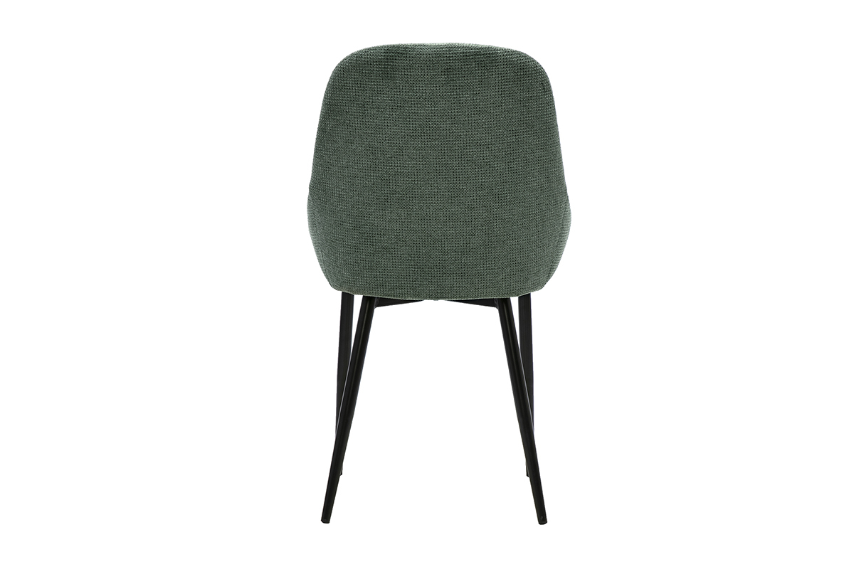 Chaises design en tissu chenille vert kaki et m�tal noir (lot de 2) HOLO