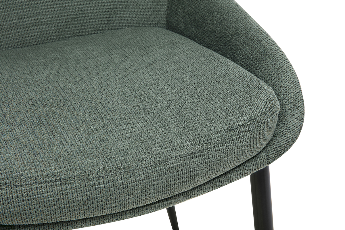 Chaises design en tissu chenille vert kaki et m�tal noir (lot de 2) HOLO