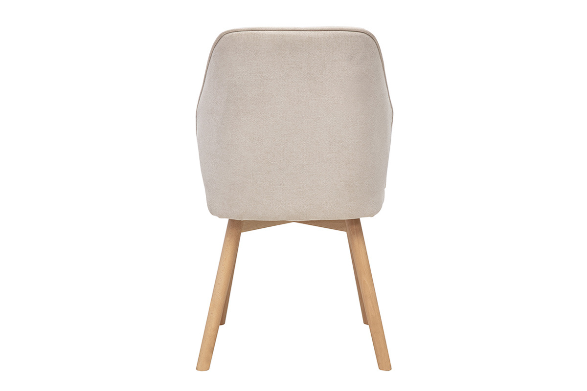 Chaises design en tissu effet velours beige et bois clair (lot de 2) FANETTE