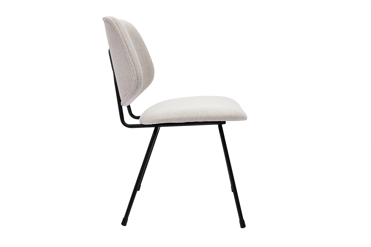 Chaises design en tissu effet velours beige et mtal noir (lot de 2) BARNET