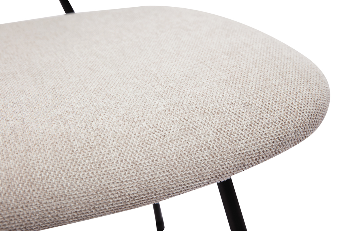 Chaises design en tissu effet velours beige et mtal noir (lot de 2) BARNET