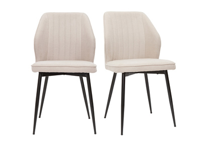 Chaises design en tissu effet velours beige et métal noir (lot de 2) FANETTE