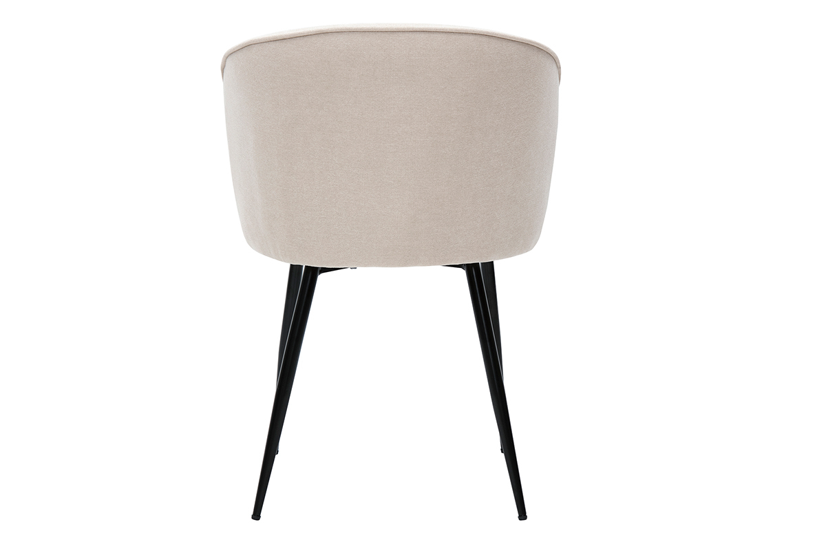 Chaises design en tissu effet velours beige et mtal noir (lot de 2) SERIF