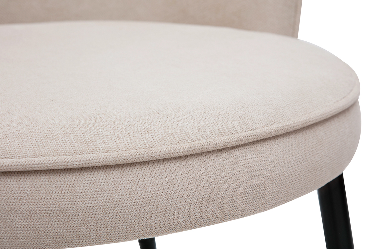 Chaises design en tissu effet velours beige et mtal noir (lot de 2) SERIF