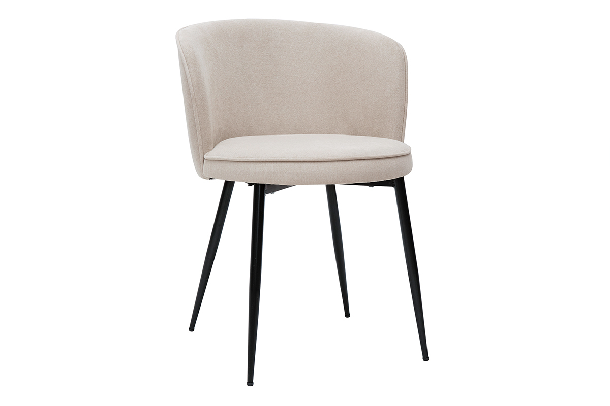 Chaises design en tissu effet velours beige et mtal noir (lot de 2) SERIF
