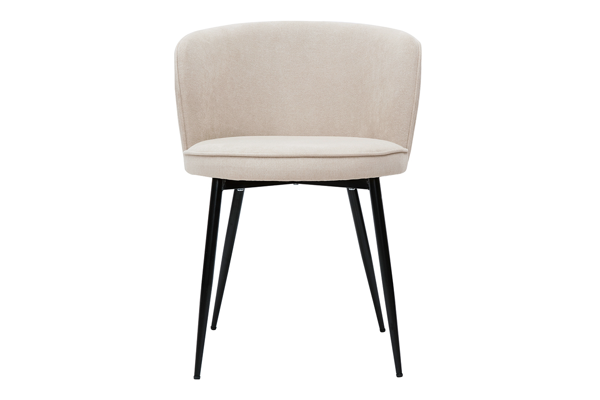 Chaises design en tissu effet velours beige et mtal noir (lot de 2) SERIF
