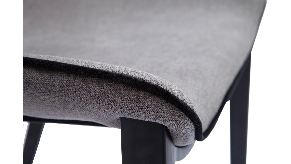 Chaises design en tissu effet velours gris et mtal noir (lot de 2) BLAZE