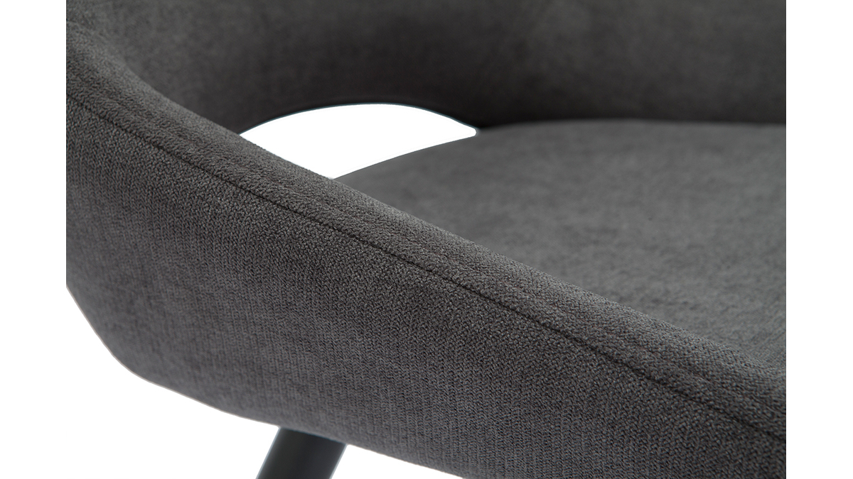 Chaises design en tissu effet velours gris et mtal noir (lot de 2) BODEGA