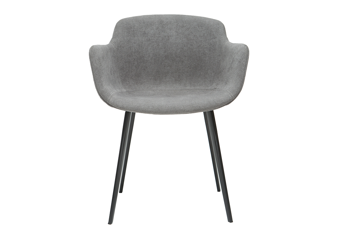 Chaises design en tissu effet velours gris et m�tal noir (lot de 2) SAKE