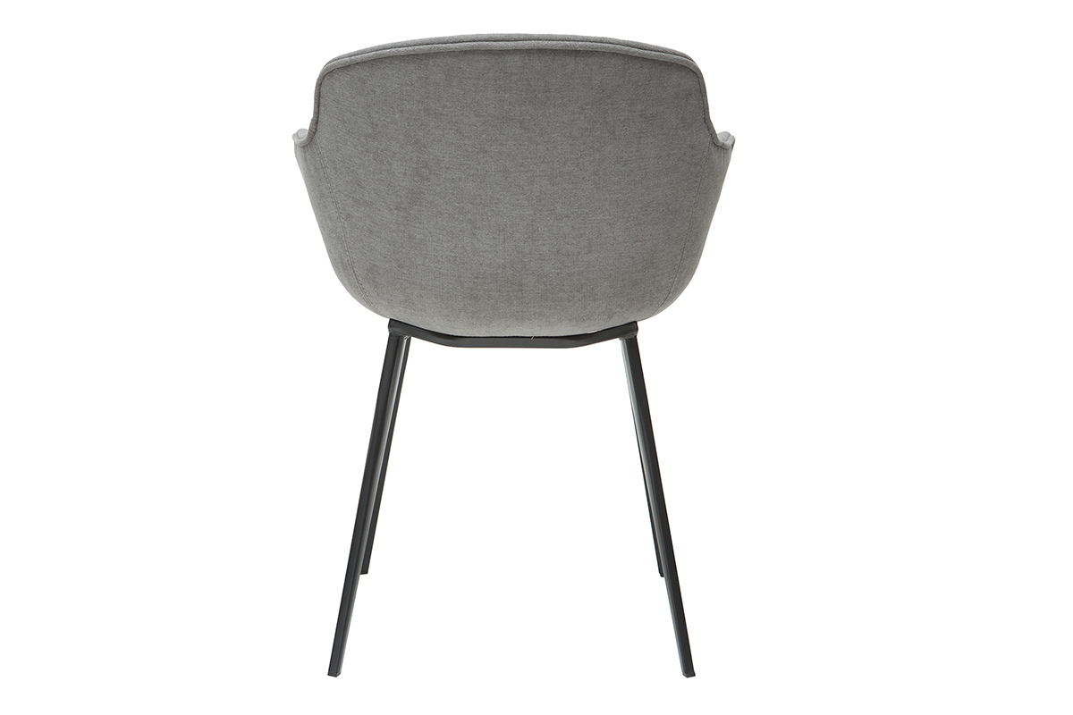 Chaises design en tissu effet velours gris et m�tal noir (lot de 2) SAKE