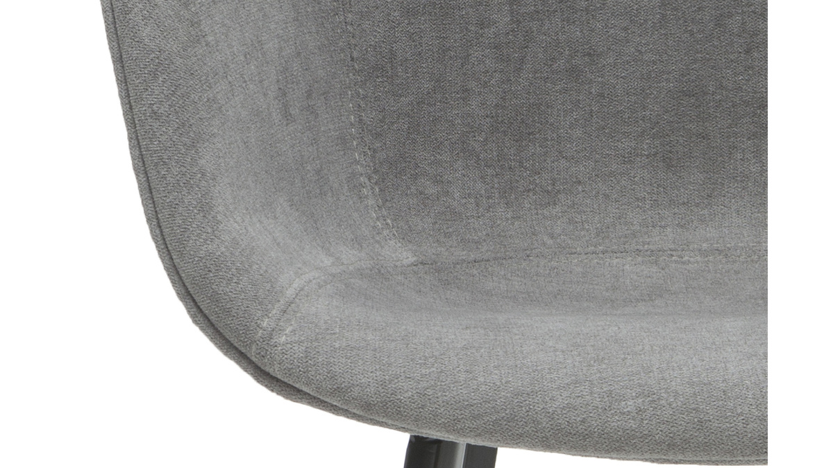 Chaises design en tissu effet velours gris et mtal noir (lot de 2) SAKE