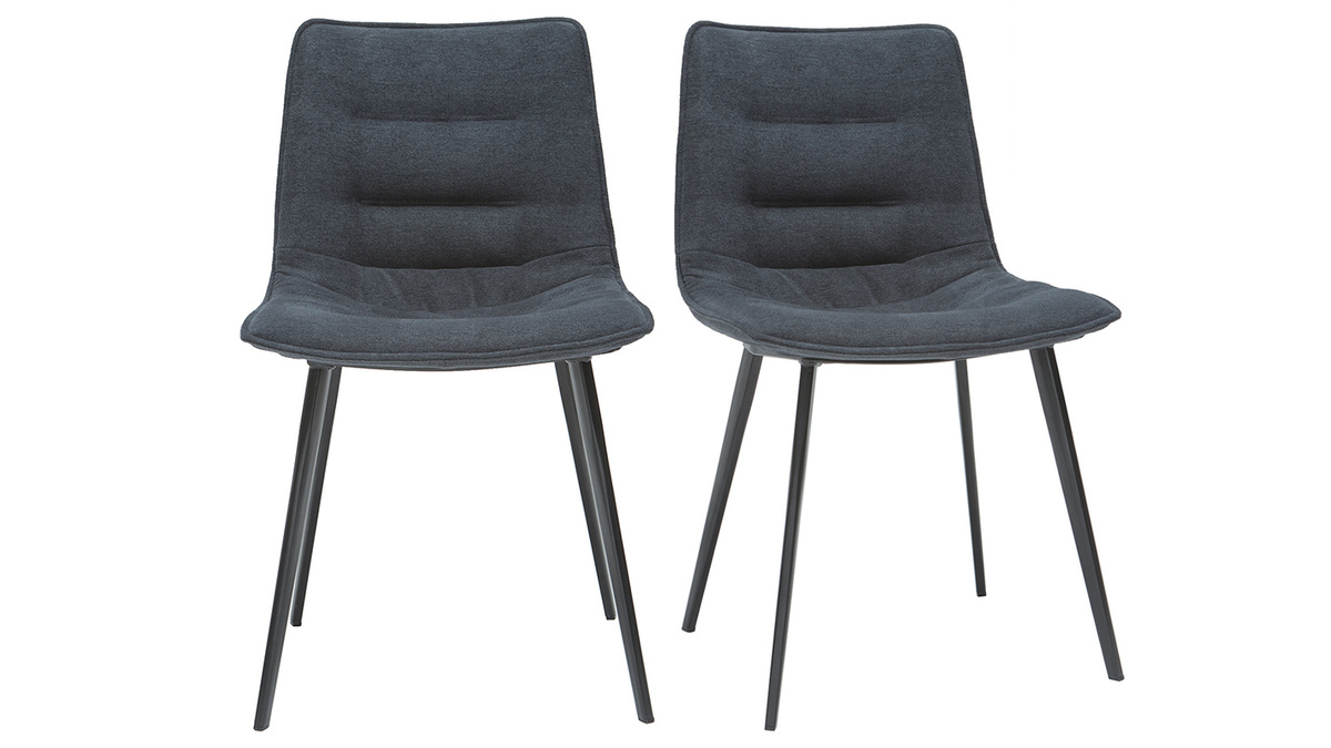 Chaises design en tissu effet velours gris fonc et mtal noir (lot de 2) PARKER