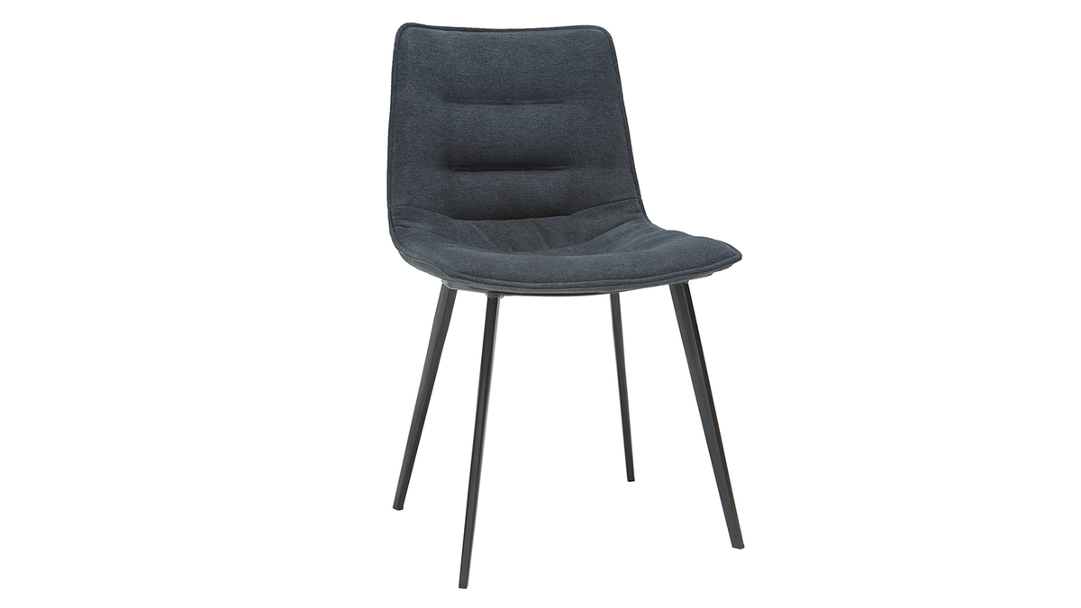 Chaises design en tissu effet velours gris fonc et mtal noir (lot de 2) PARKER