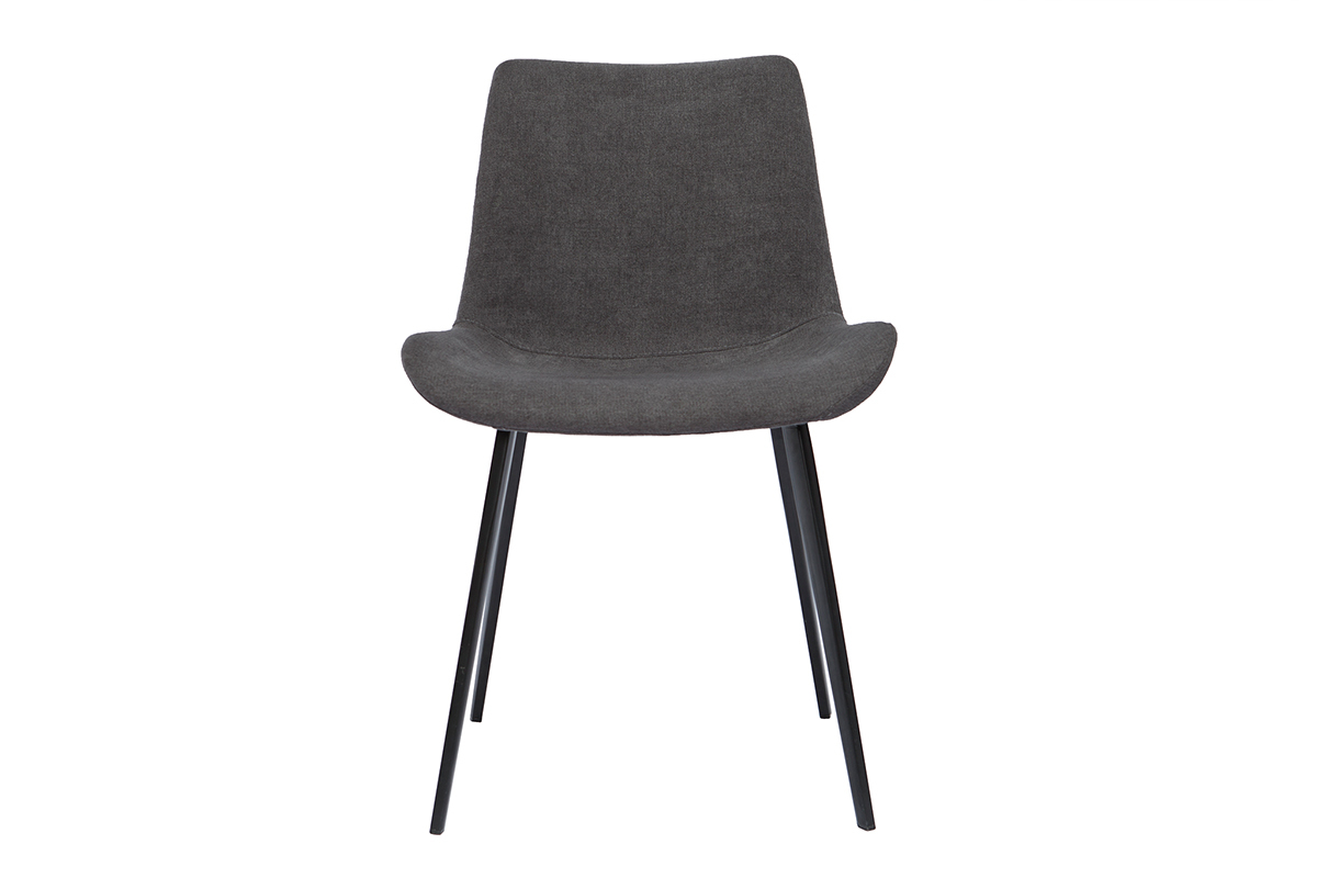 Chaises design en tissu effet velours gris fonc et mtal noir (lot de 2) RIOT