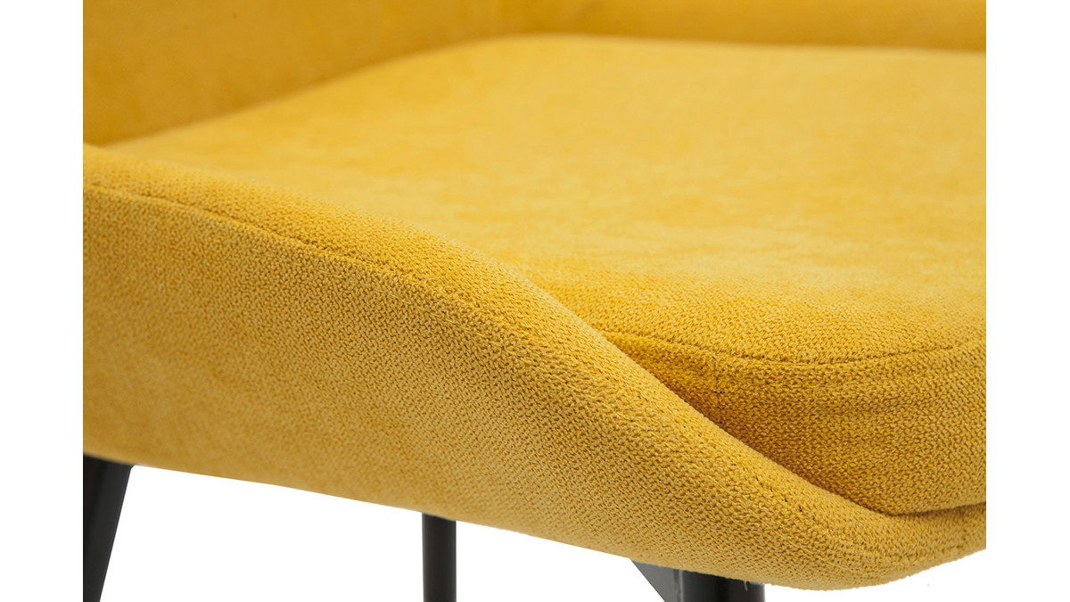 Chaises design en tissu effet velours jaune moutarde et mtal noir (lot de 2) HOLO