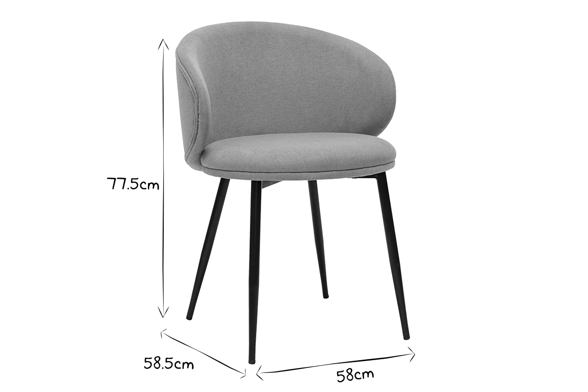 Chaises design en tissu effet velours jaune moutarde et mtal noir (lot de 2) ROSALIE