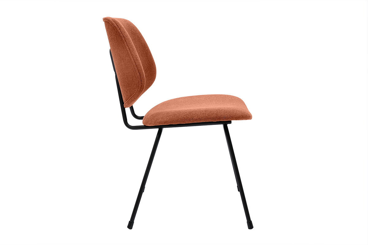 Chaises design en tissu effet velours terre brle et mtal noir (lot de 2) BARNET