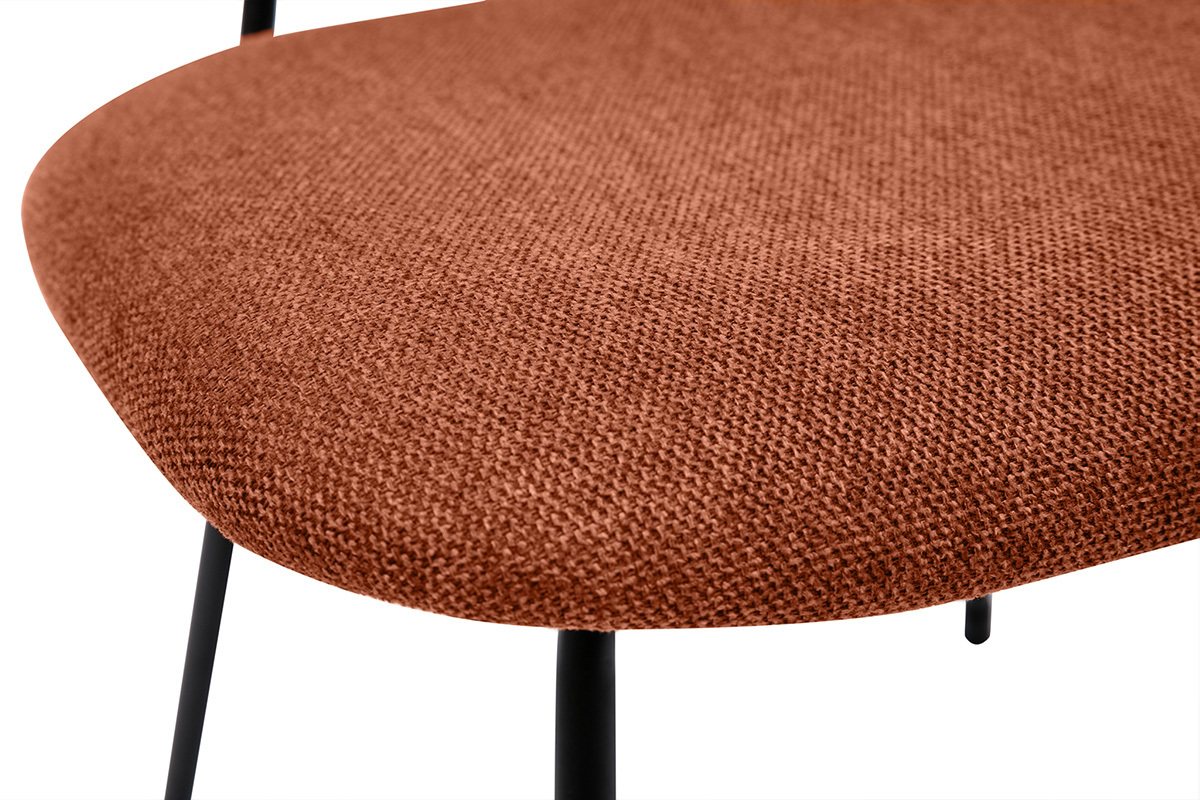Chaises design en tissu effet velours terre brle et mtal noir (lot de 2) BARNET