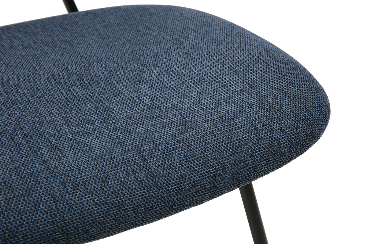 Chaises design en tissu effet velours textur� bleu fonc� et m�tal noir (lot de 2) BARNET